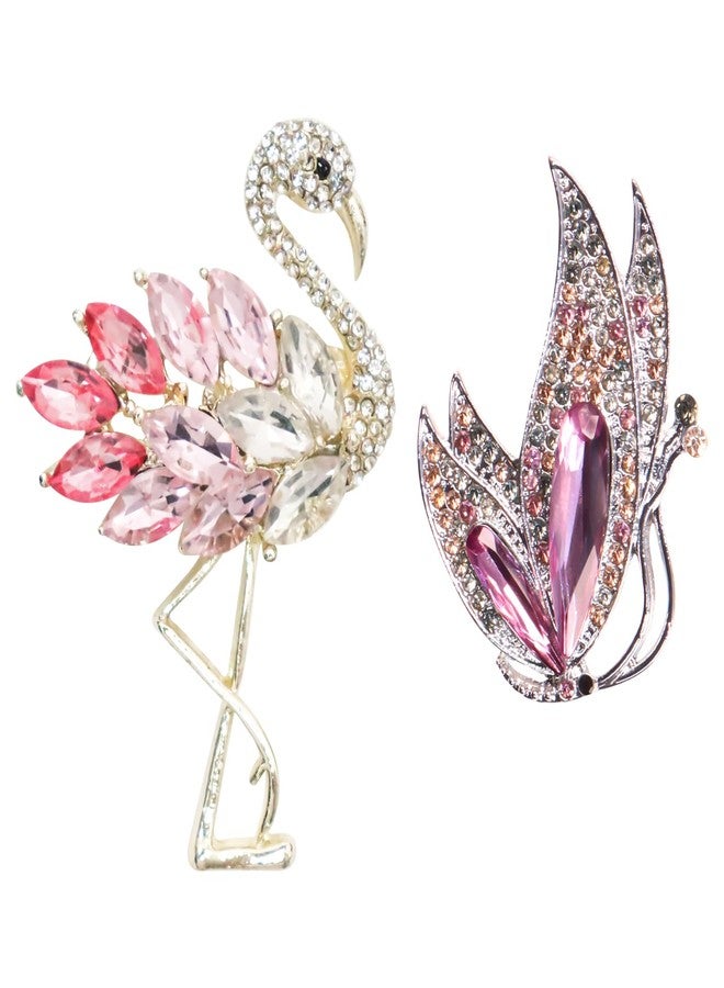 AEDOVE 2 Pcs Brooch Pins for Women, Rhinestone Crystal Vintage Flamingos Butterfly Brooch Pins, Animal Brooches Safety Pins Bridal Wedding Broochs Pin for Fashion Dress Hat Bag Tie Birthdays Christmas Favor - Image 1